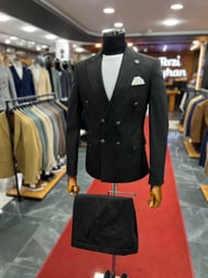 Antrasit Çizgili Kruvaze Slimfit Takım Elbise 