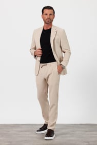 Exclusive Bej Spor Takım Elbise Slimfit Kırlangıç Yaka