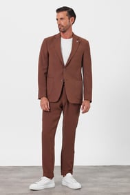 Exclusive Camel Spor Takım Elbise Slimfit Kırlangıç Yaka