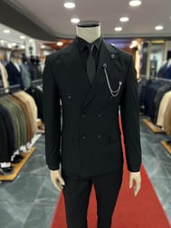 Full set siyah kruvaze slimfit takım elbise