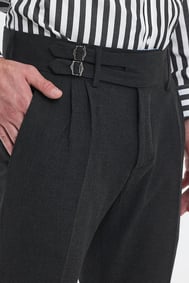 Füme Duble Paça Tokalı ve Pileli Pantolon 