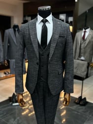 Koyu Kırçıllı Slimfit Takım Elbise